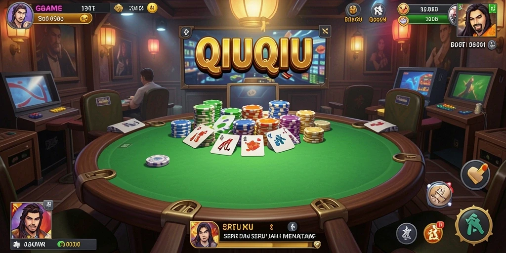 Tampilan gameplay seru dalam QiuQiu 5RT yang penuh strategi.