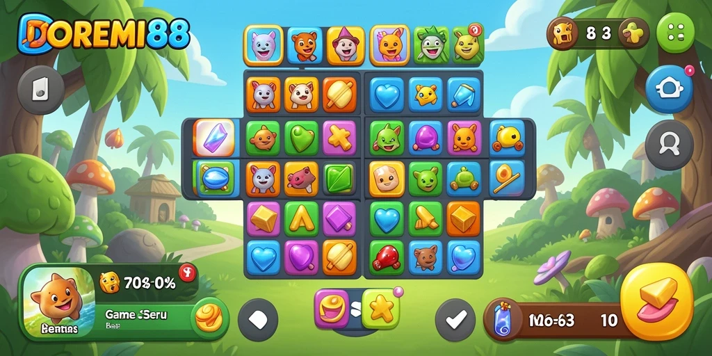 Tampilan gameplay seru dalam DOREMI88 saat mencocokkan objek.