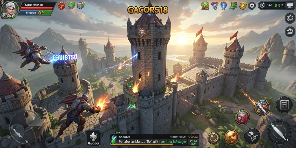 Tampilan gameplay yang menawan dari GACOR518 dalam pertempuran Tower Defense.
