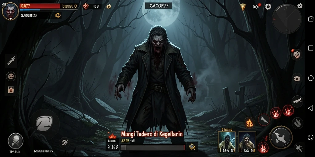 Screenshot GACOR77 menampilkan ketegangan saat menjelajahi ruang gelap.