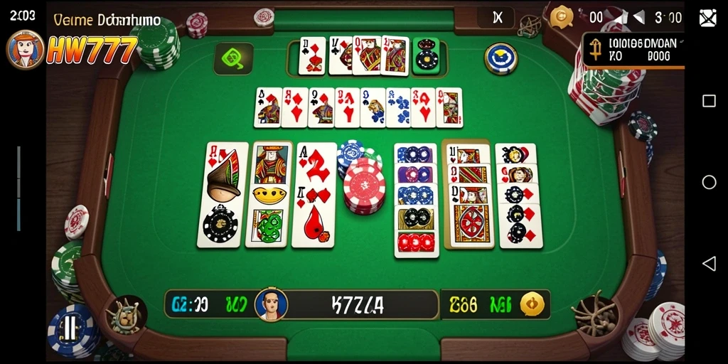 Tampilan gameplay seru di HW777 saat bermain Domino.