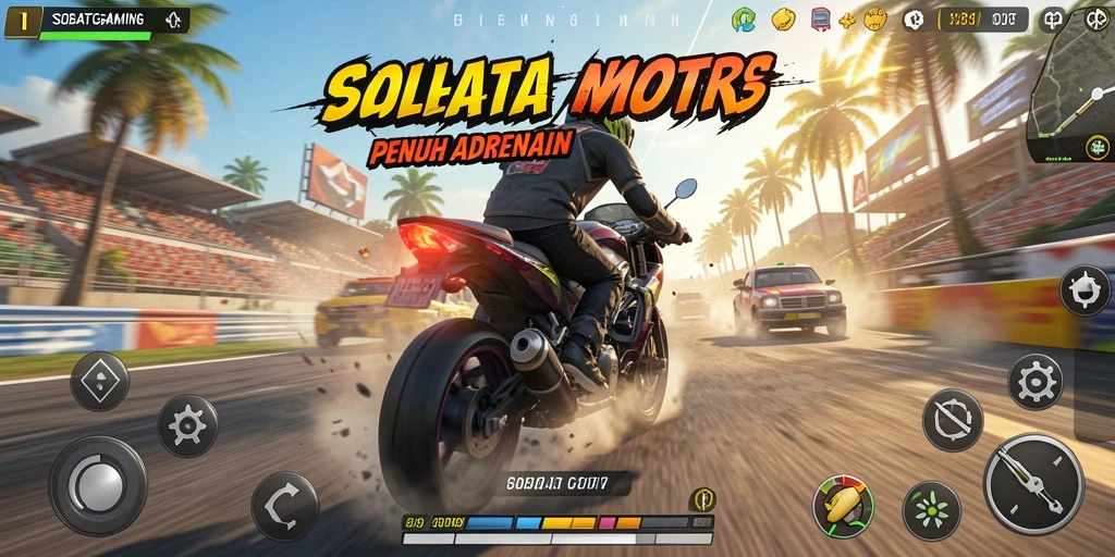 Tampilan gameplay balapan motor yang mendebarkan di SOBATGAMING.