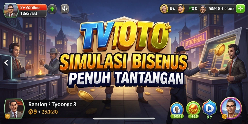Screenshot gameplay TVTOTO dengan aksi bisnis yang mendebarkan.